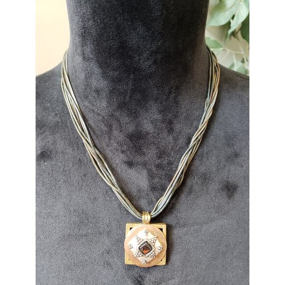 Unbranded Jewelry - Women's Chicos Multi Strand Metal Necklace Geometric Pendant Hook Clasp Boho